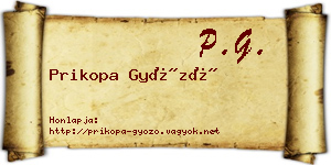 Prikopa Győző névjegykártya